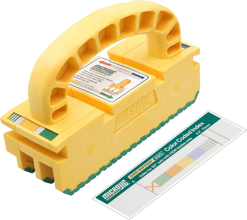 MICRO JIG GRR-RIPPER 2GO Push Block for Routers, Jointers, Band and Table Saws, Woodworking Tool, Extreme Grip, GR2-GO, Yellow/Green - Image 1